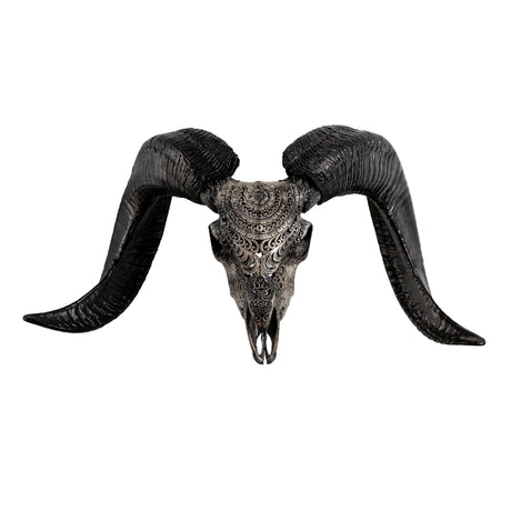 Hand Carved Ram Skull - Gray Boho