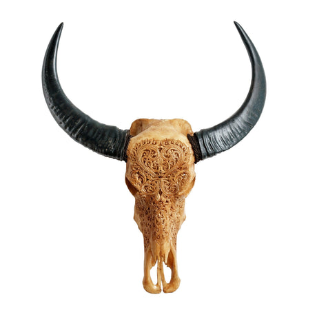 Hand Carved Buffalo Skull - Heart《Antique Finish》