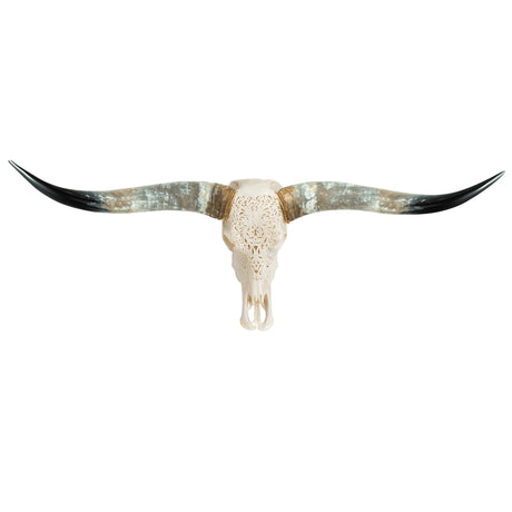 Hand Carved Longhorn Skull - Rose