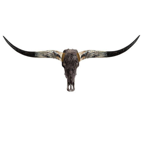 Hand Carved Longhorn Skull - Gray Phantom