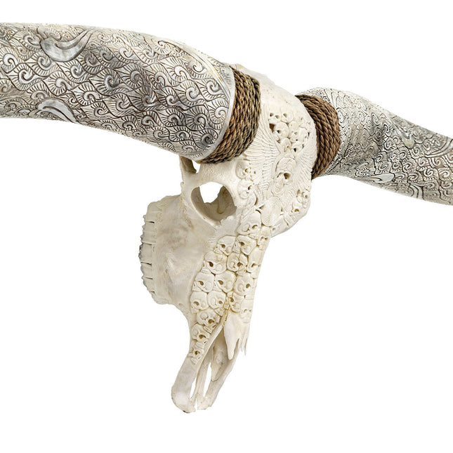 Hand Carved Longhorn Skull  // XL Horns - White From Hell