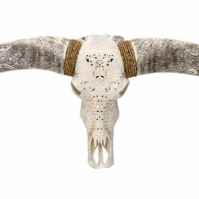 Hand Carved Longhorn Skull  // XL Horns - White From Hell