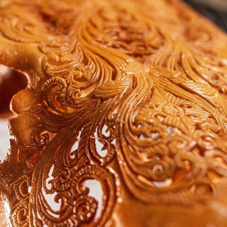 Hand Carved Cow Skull - Antique Flower