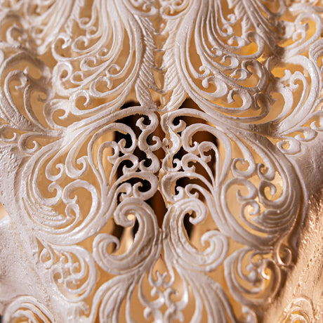 Hand Carved Longhorn Skull - White Titan