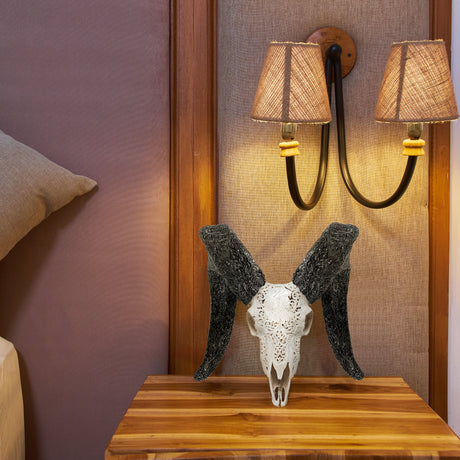 Hand Carved Ram Skull - Eagle Eye