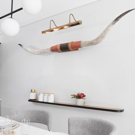 Brown Leather Mount // Carved XL Longhorns - Quick Finger