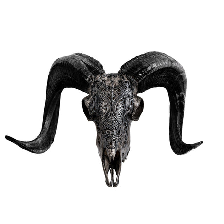 Hand Carved Ram Skull - Gray Phantom