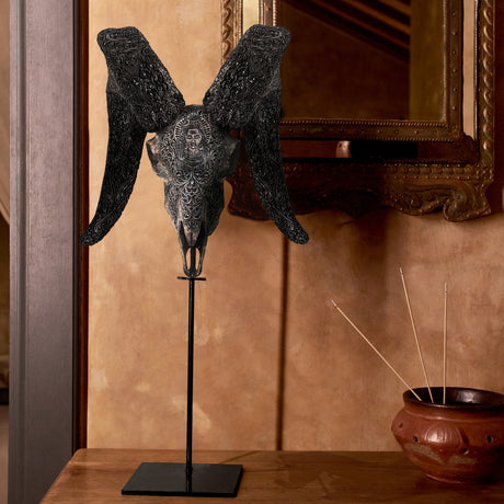 Hand Carved Ram Skull - Gray Shiva