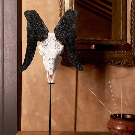 Hand Carved Ram Skull - White Shiva