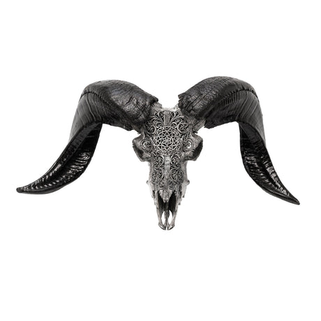 Hand Carved Ram Skull - Gray Sun
