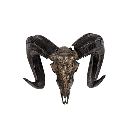 Hand Carved Ram Skull - Boho Tribal // Metallic Finish