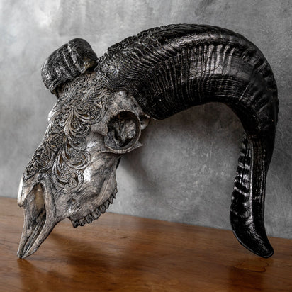 Hand Carved Ram Skull - Gray Phoenix – Skull Bliss