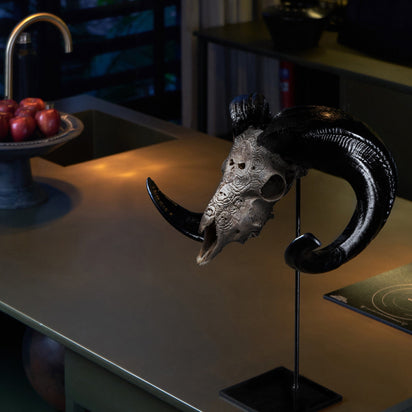 Hand Carved Ram Skull - Gray Thorn – Skull Bliss