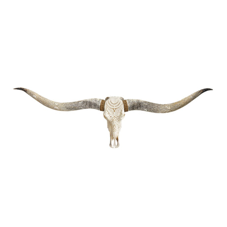 Hand Carved Longhorn Skull // XL Horns - White Boho