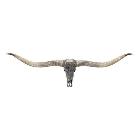 Hand Carved Longhorn Skull // XL Horns - Gray Sun