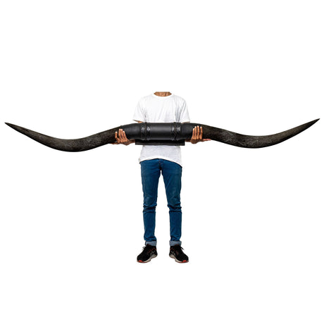Black Leather Mount // Carved Black XL Longhorns - Gun Slinger